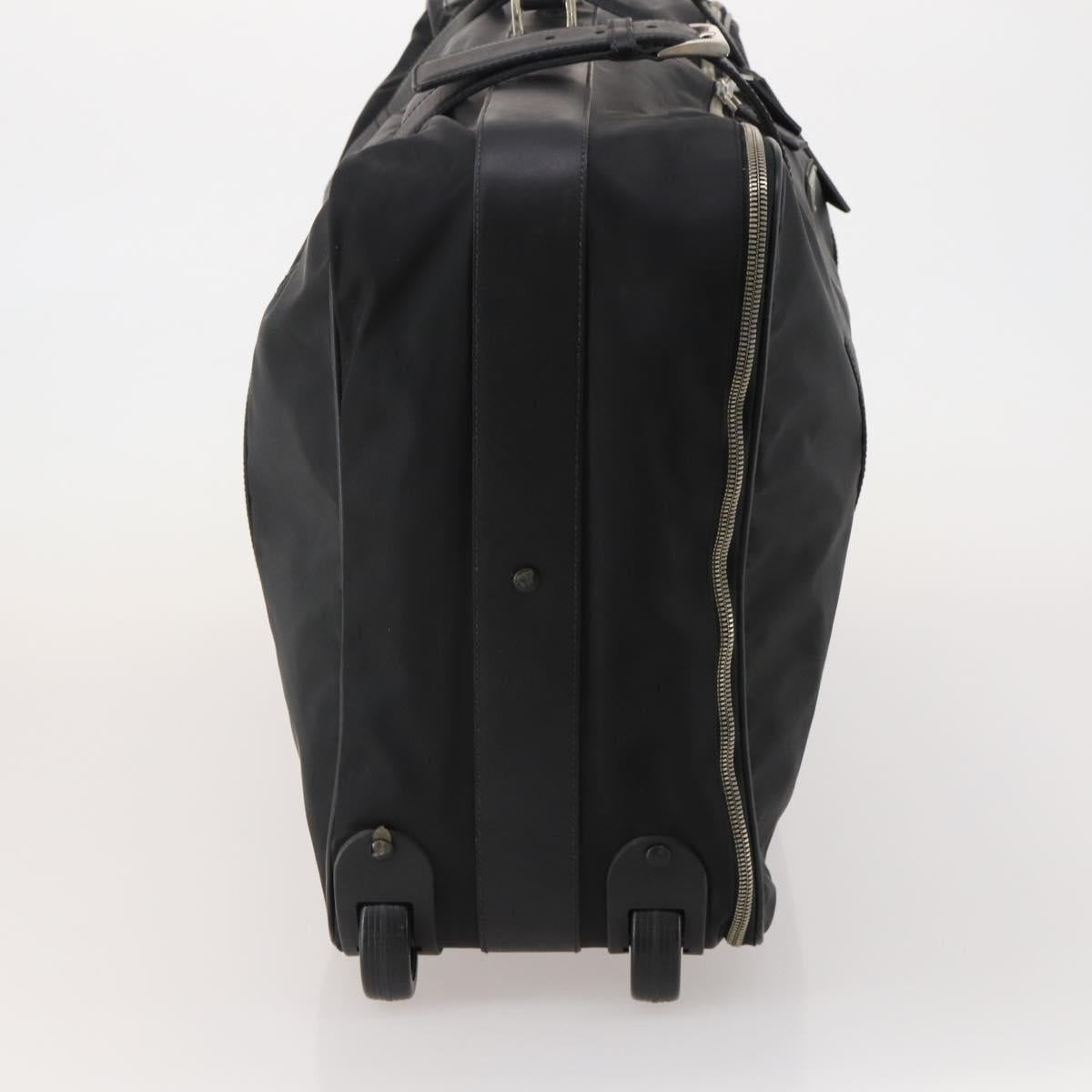 PRADA Boston Bag Nylon Black Silver Auth bs35527