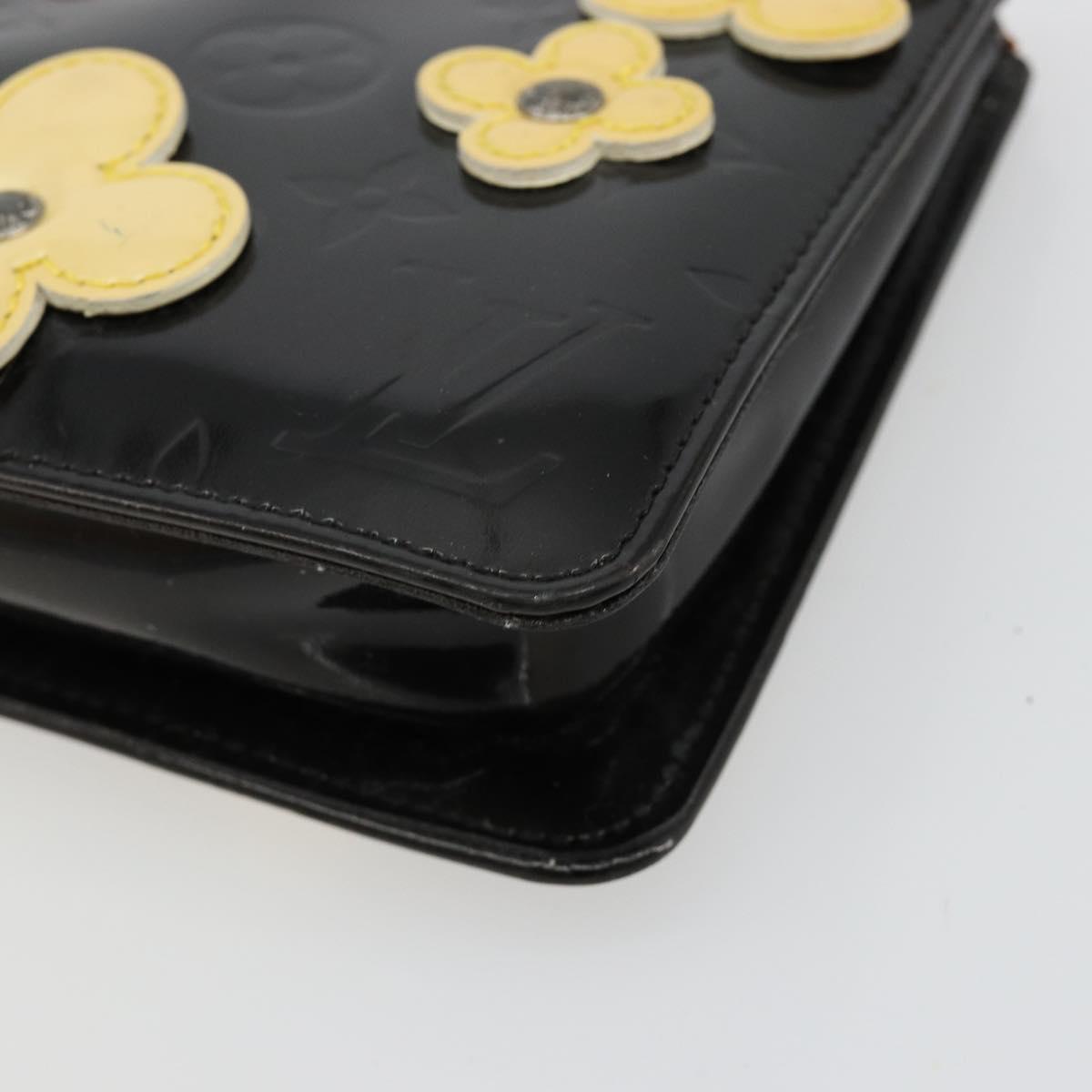 LOUIS VUITTON Monogram Vernis Lexington Pouch Flower Black M92245 Auth bs35540