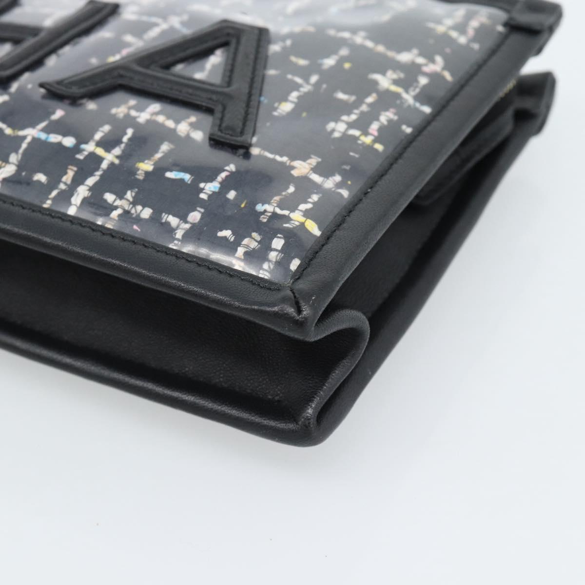 CHANEL Clutch Bag Vinyl Black Gold CC Auth bs35542V