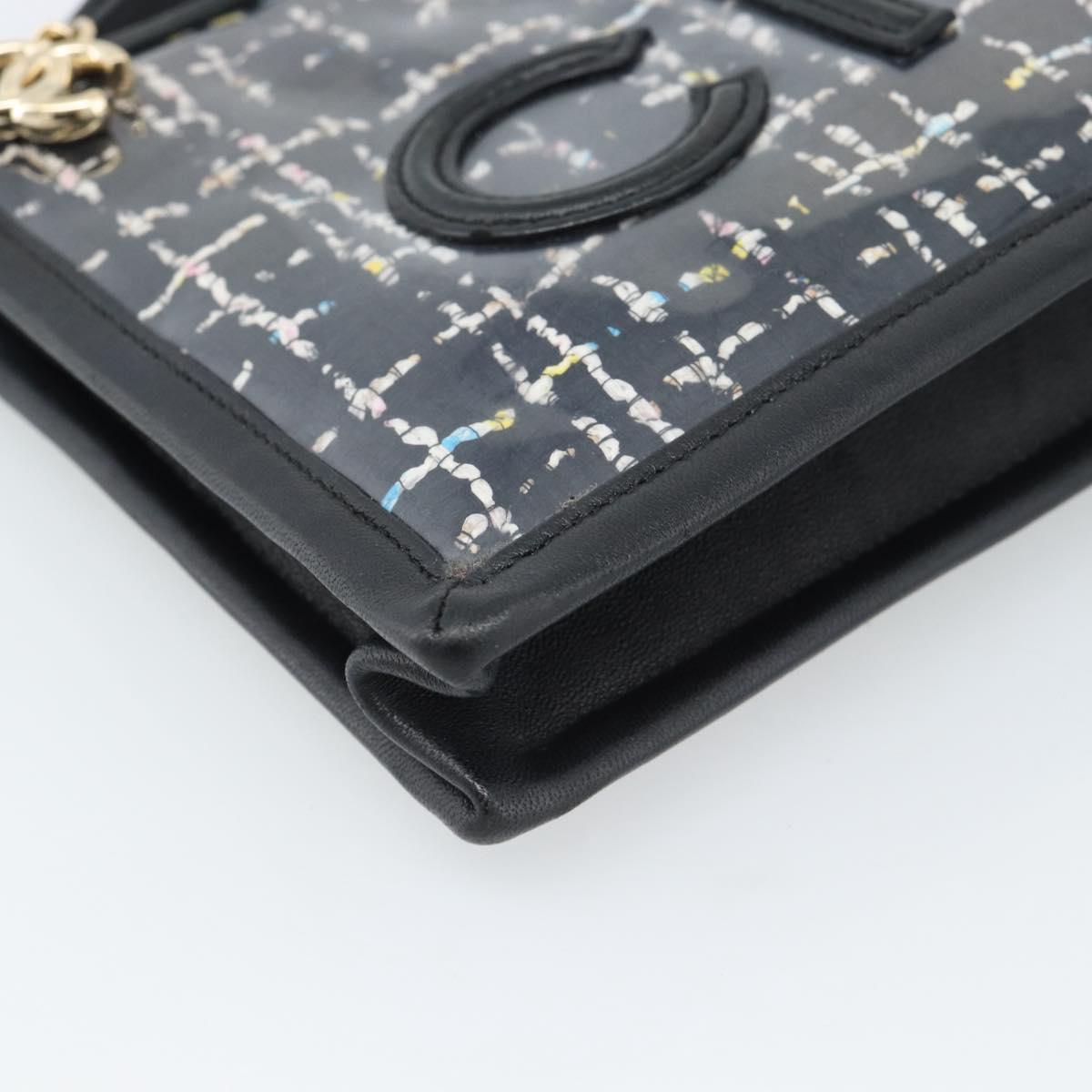 CHANEL Clutch Bag Vinyl Black Gold CC Auth bs35542V