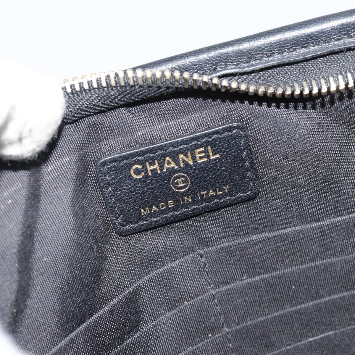 CHANEL Clutch Bag Vinyl Black Gold CC Auth bs35542V