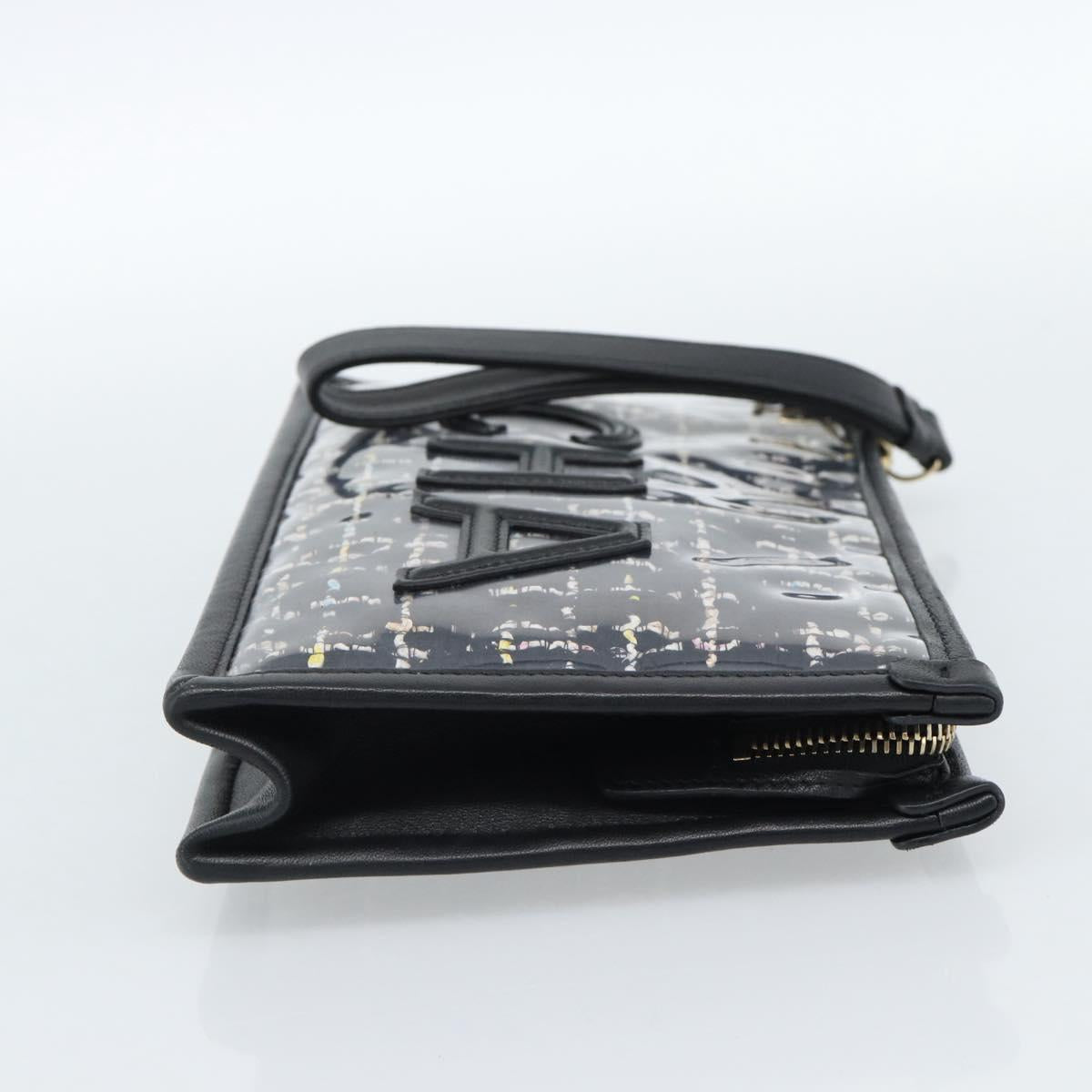 CHANEL Clutch Bag Vinyl Black Gold CC Auth bs35542V