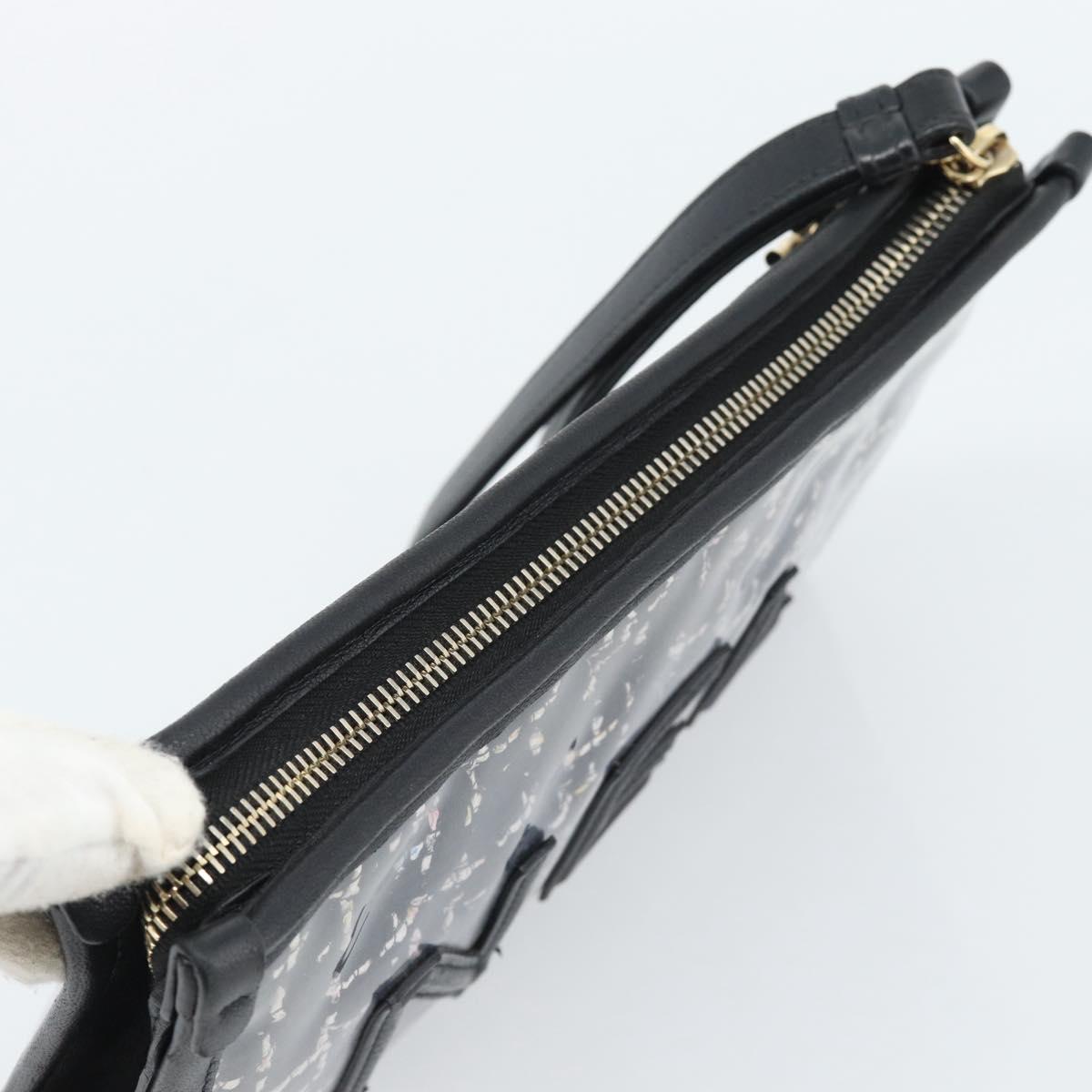 CHANEL Clutch Bag Vinyl Black Gold CC Auth bs35542V