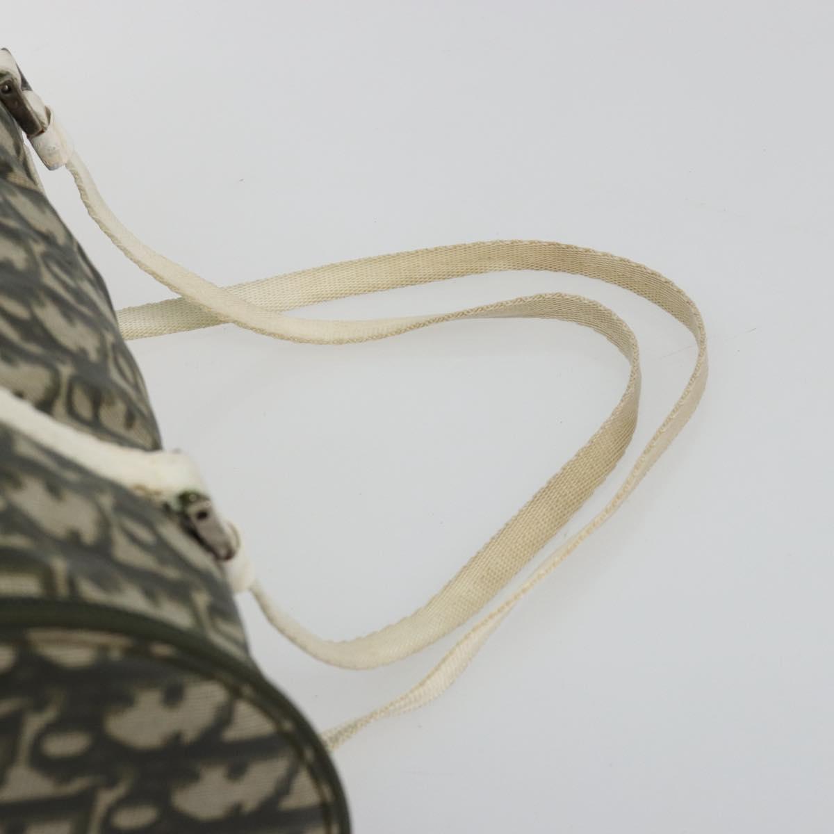 Christian Dior Trotter Canvas Hand Bag Nylon Khaki Silver Auth bs35543
