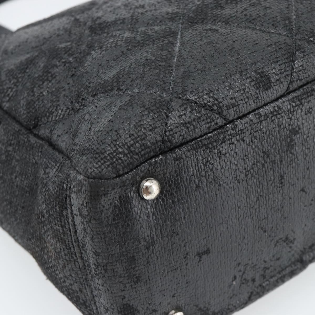 CHANEL Matelasse Tote Bag Coated Canvas Black Gold CC Auth bs35544