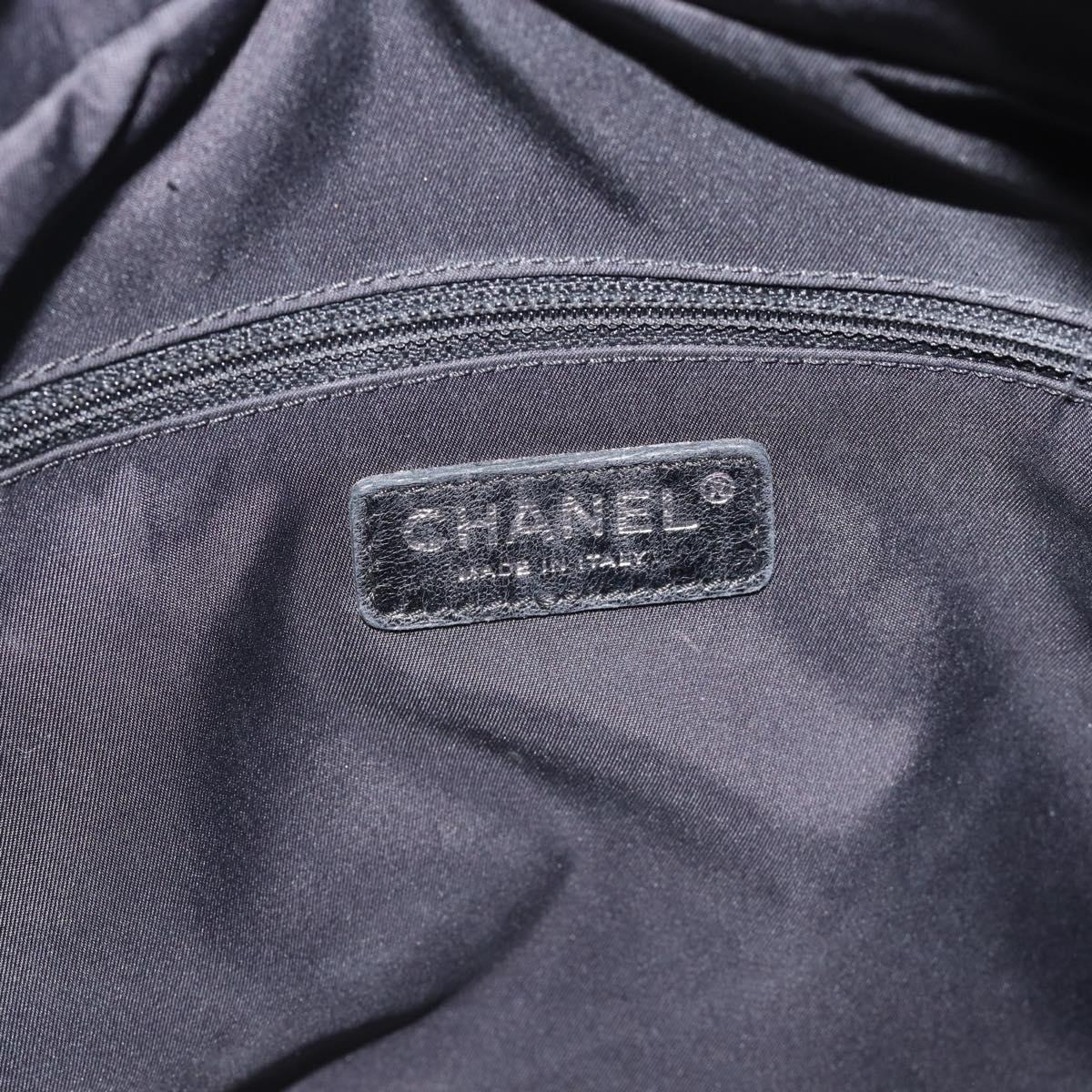 CHANEL Matelasse Tote Bag Coated Canvas Black Gold CC Auth bs35544