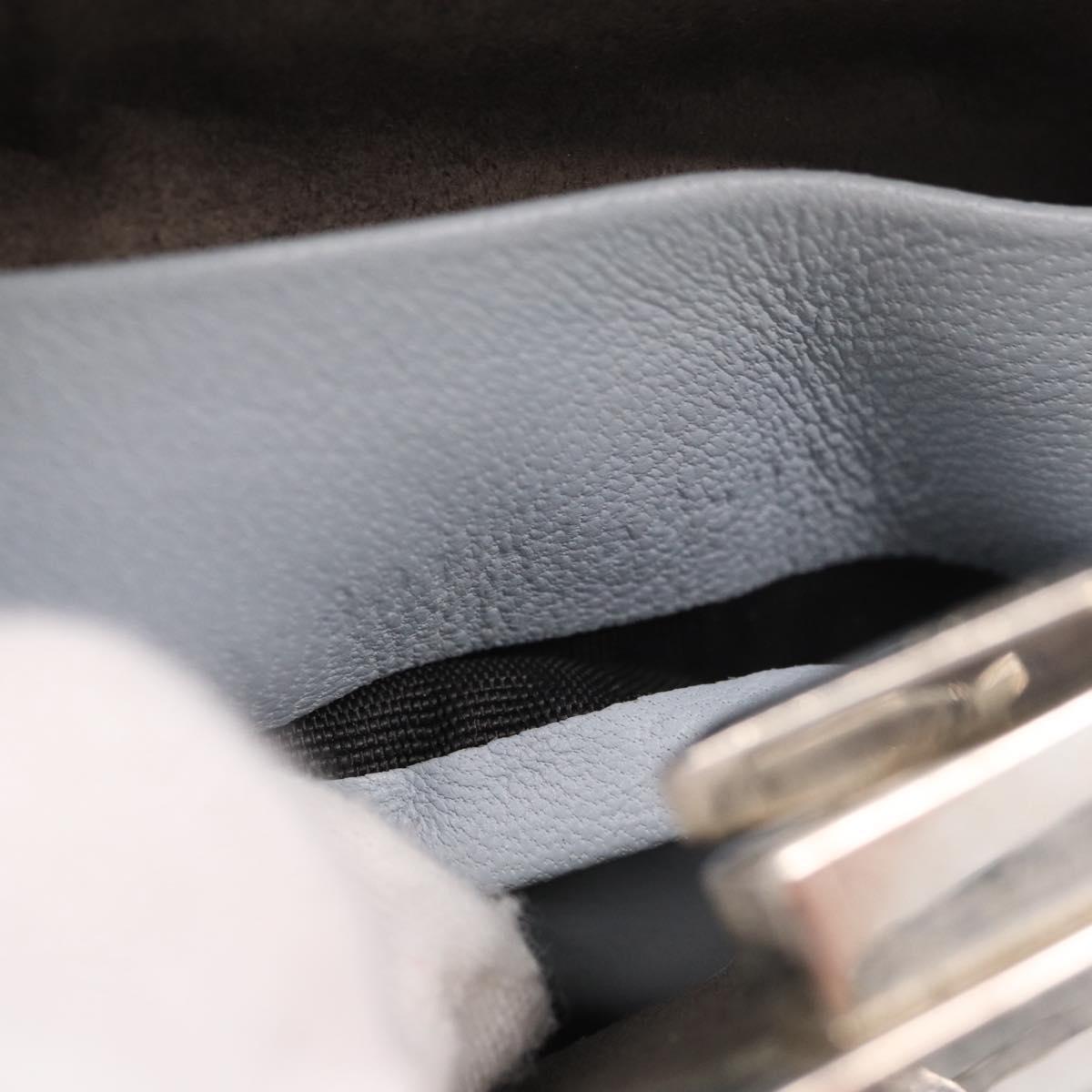 FENDI Shoulder Bag Leather 2way Light Blue Silver Auth bs35546
