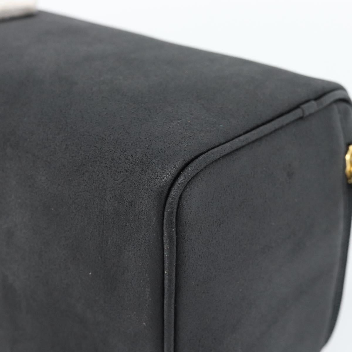 Gianni Versace Vanity Hand Bag Leather Black Gold Auth bs35548