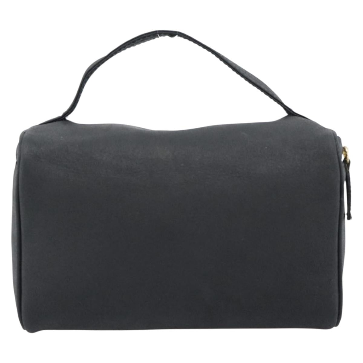 Gianni Versace Vanity Hand Bag Leather Black Gold Auth bs35548