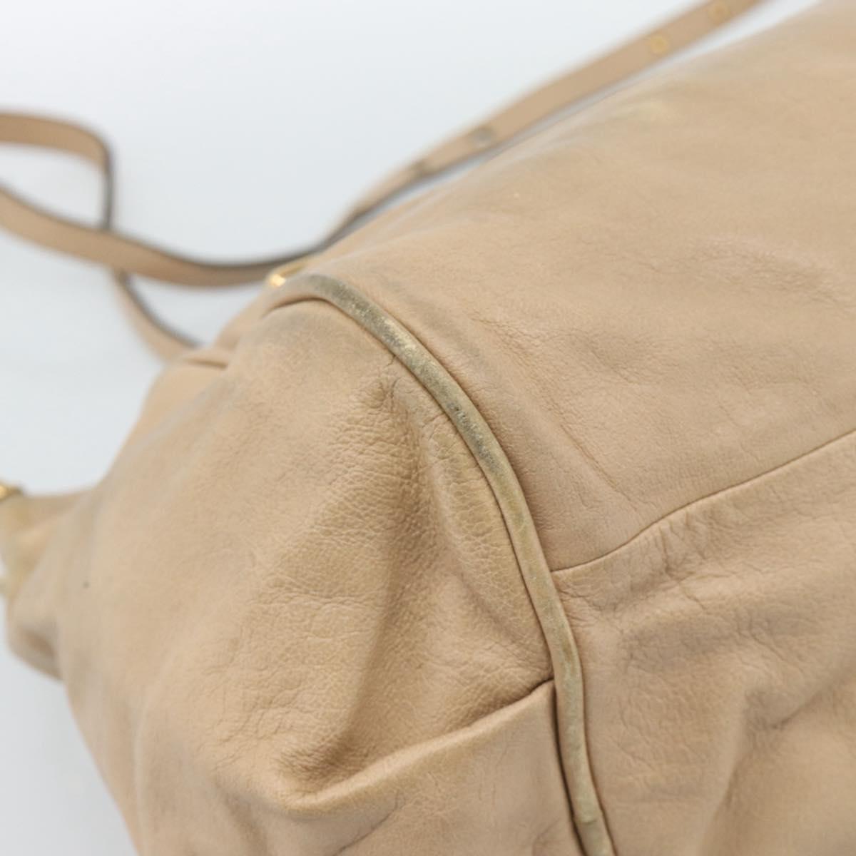 Chloe Etel Hand Bag Leather 2way Beige Gold Auth bs35549