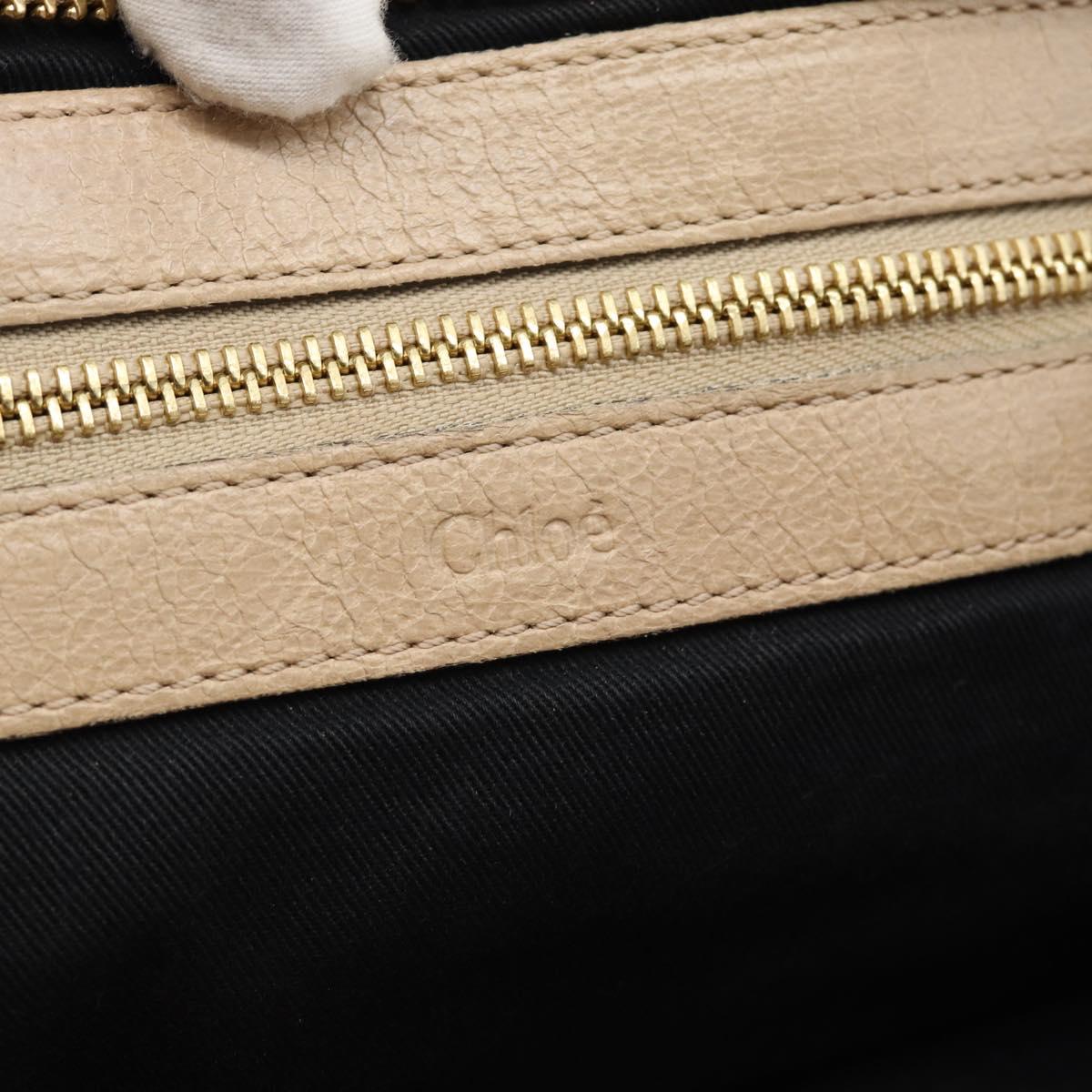 Chloe Etel Hand Bag Leather 2way Beige Gold Auth bs35549