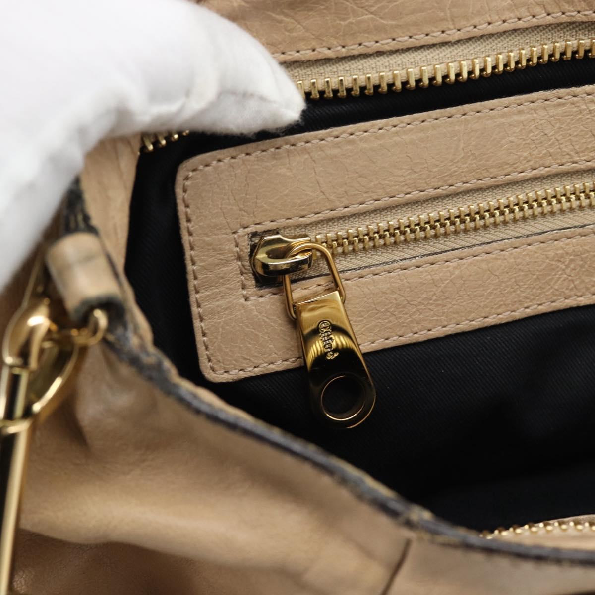 Chloe Etel Hand Bag Leather 2way Beige Gold Auth bs35549