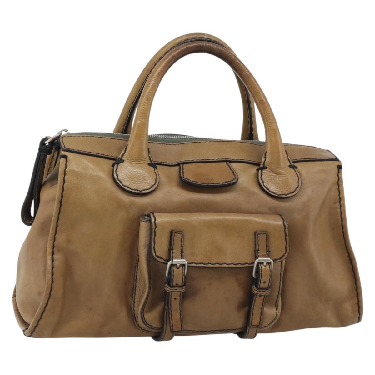 Chloe Hand Bag Leather Brown Silver Auth bs35550