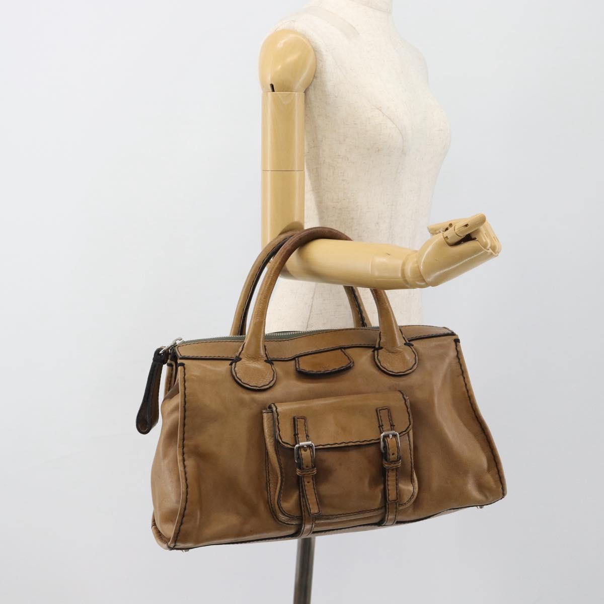 Chloe Hand Bag Leather Brown Silver Auth bs35550