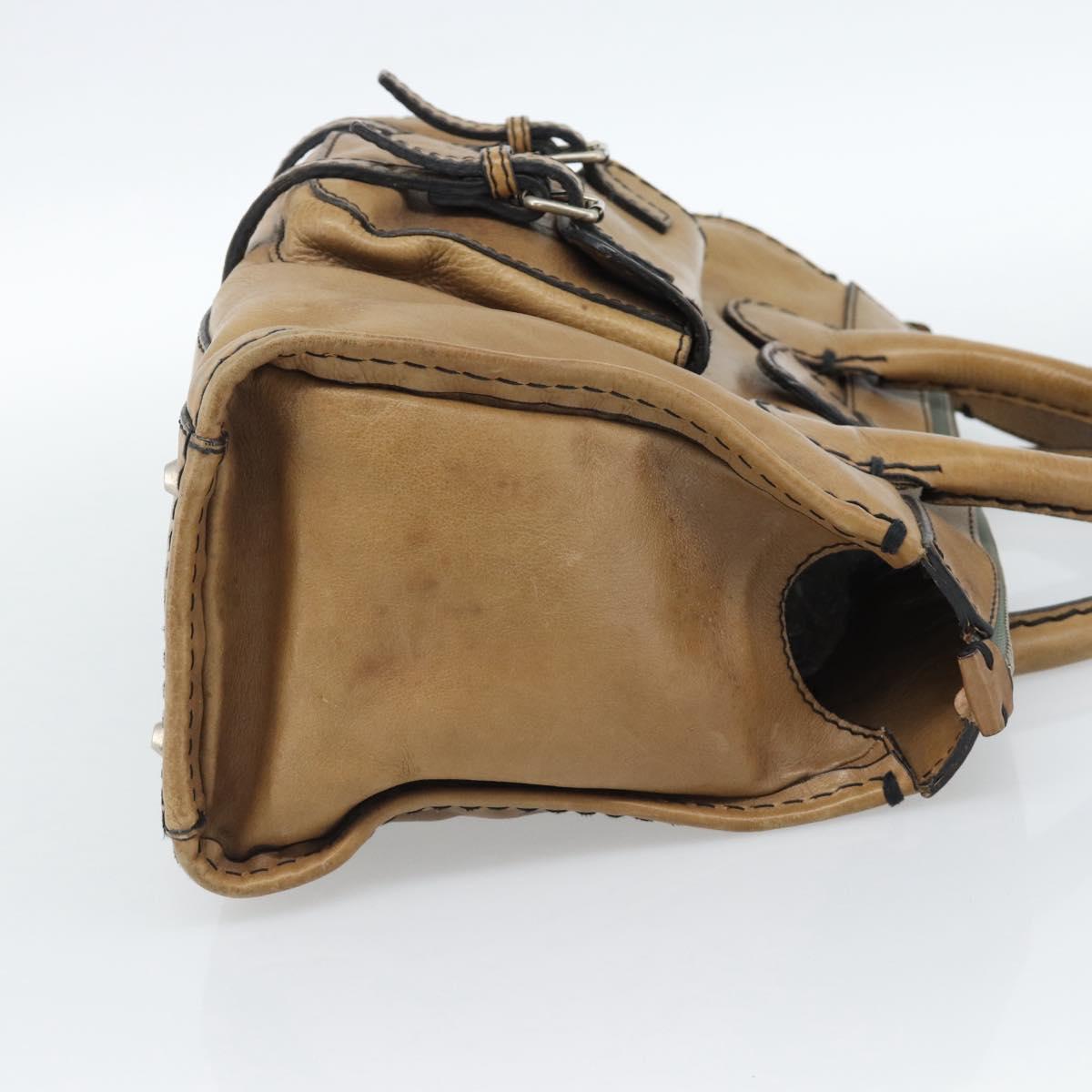 Chloe Hand Bag Leather Brown Silver Auth bs35550