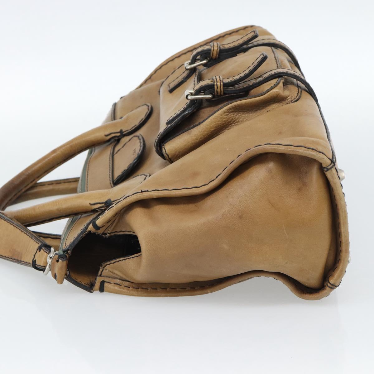 Chloe Hand Bag Leather Brown Silver Auth bs35550