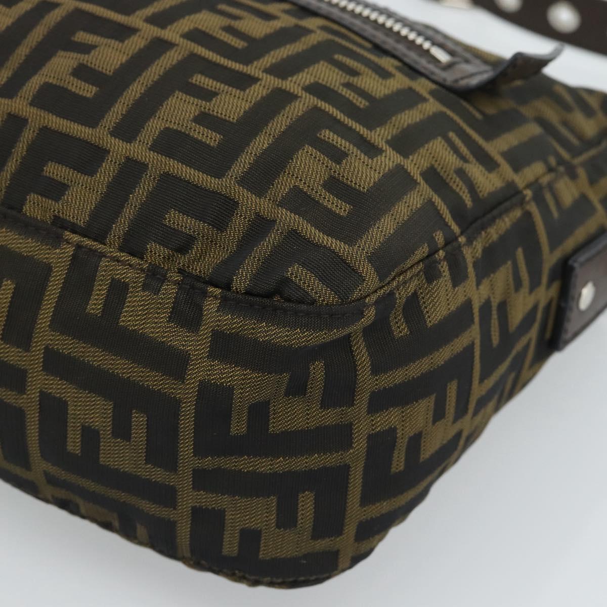 FENDI Zucca Canvas Shoulder Bag Black Brown Auth bs35552
