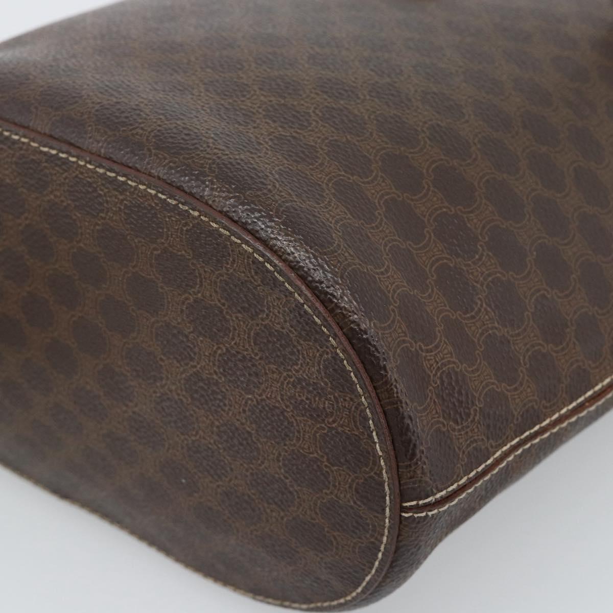 CELINE Macadam Canvas Tote Bag PVC Leather Brown Gold Auth bs35562
