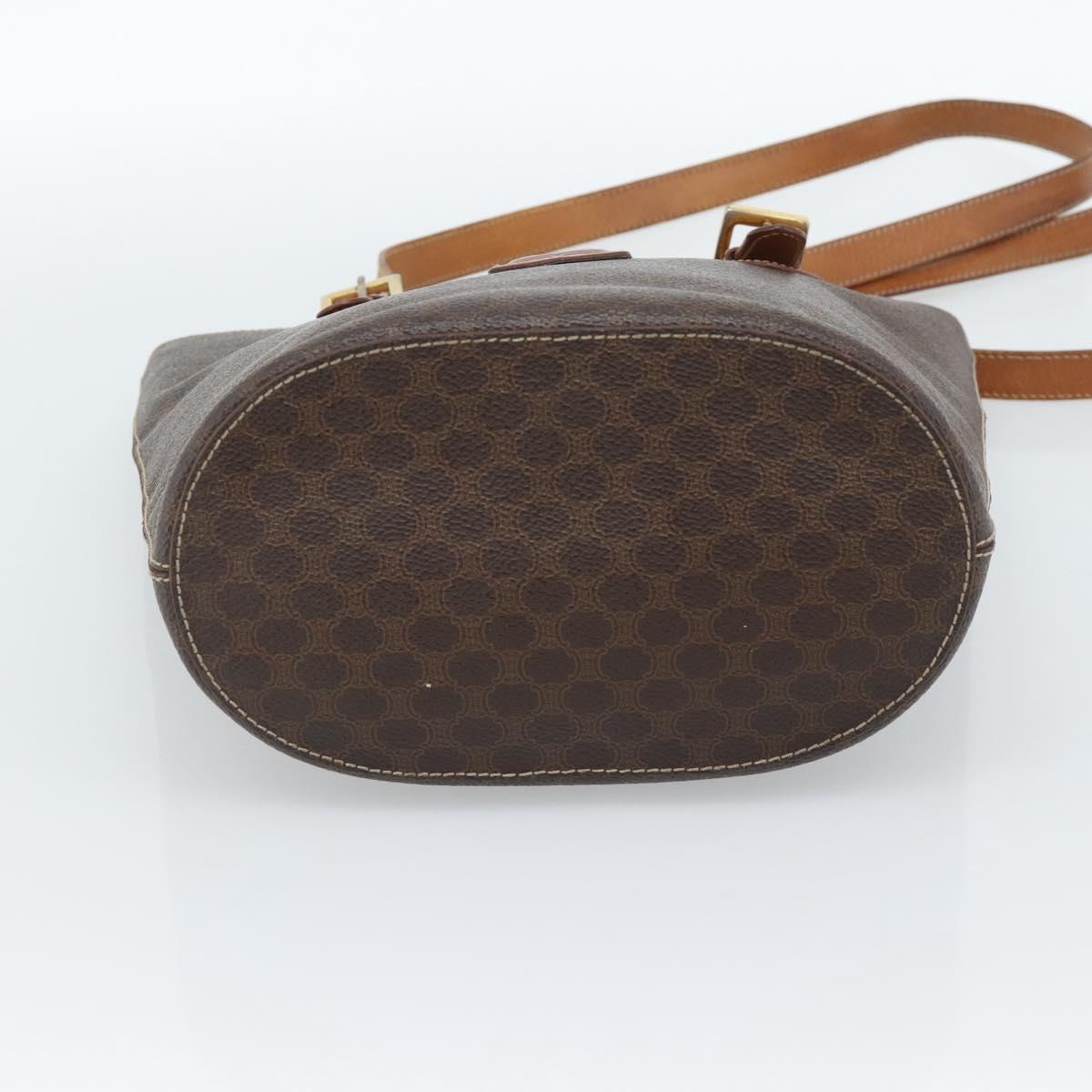 CELINE Macadam Canvas Tote Bag PVC Leather Brown Gold Auth bs35562
