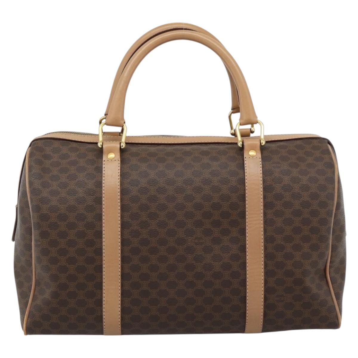 CELINE Macadam Canvas Hand Bag PVC Leather Brown Gold Auth bs35569A