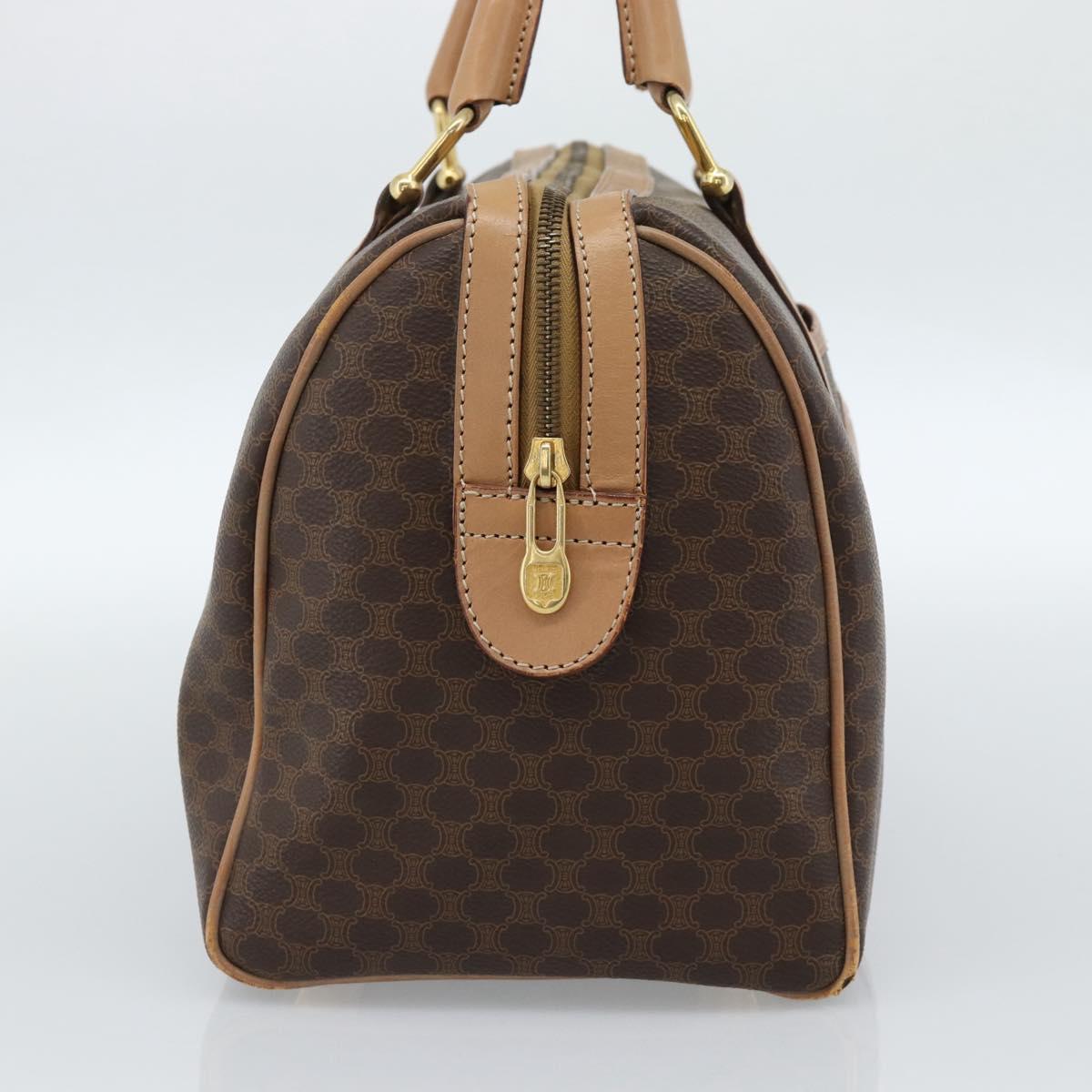CELINE Macadam Canvas Hand Bag PVC Leather Brown Gold Auth bs35569A