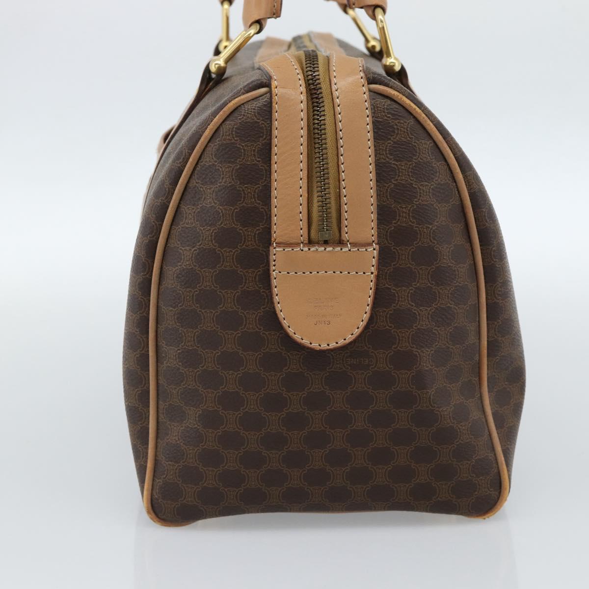 CELINE Macadam Canvas Hand Bag PVC Leather Brown Gold Auth bs35569A