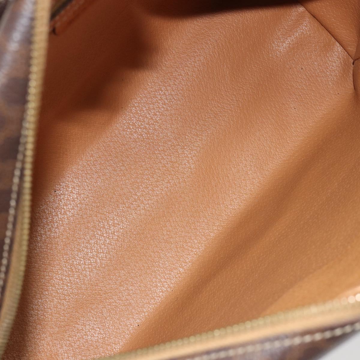 CELINE Macadam Canvas Hand Bag PVC Leather Brown Gold Auth bs35570