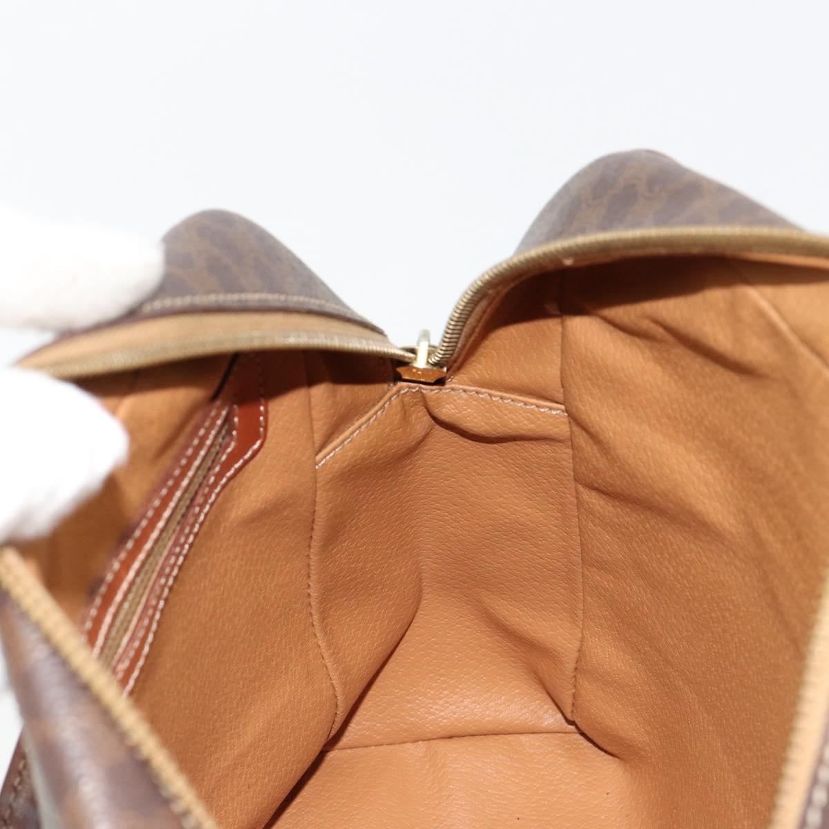CELINE Macadam Canvas Hand Bag PVC Leather Brown Gold Auth bs35570