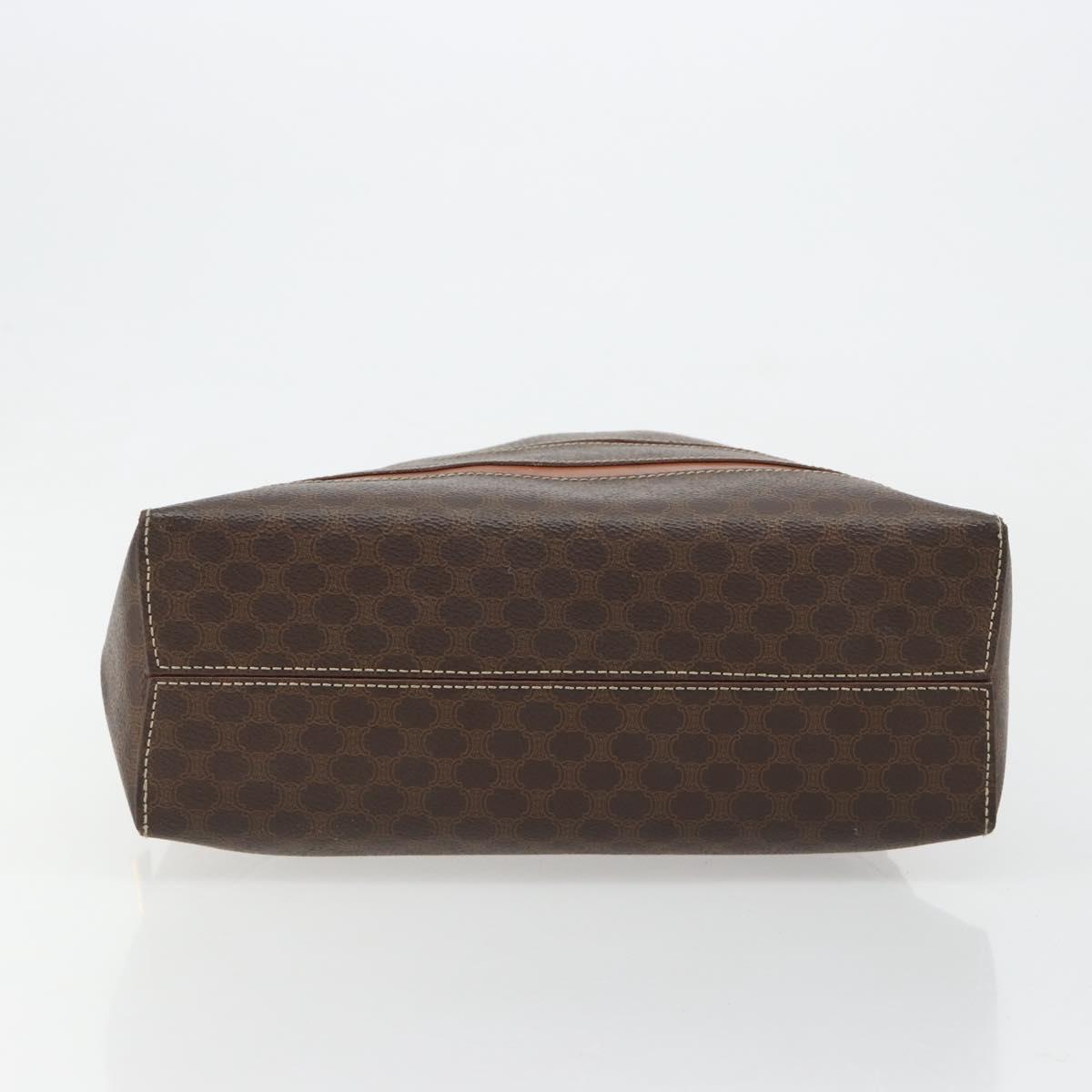 CELINE Macadam Canvas Hand Bag PVC Leather Brown Gold Auth bs35570