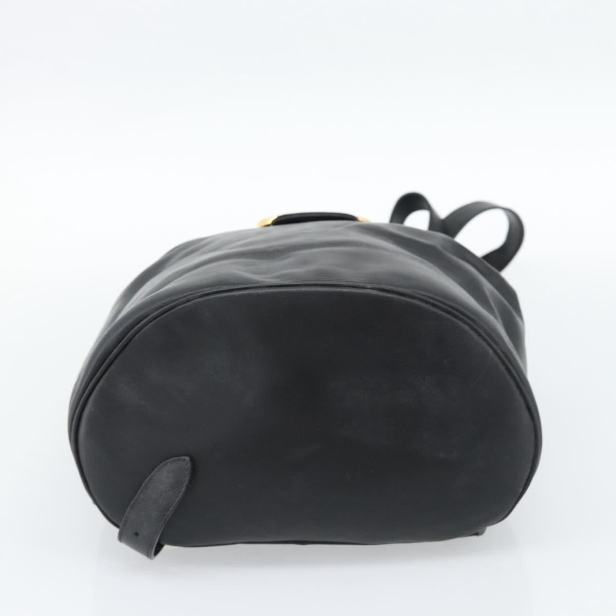 Salvatore Ferragamo Backpack Leather Black Gold Auth bs35571