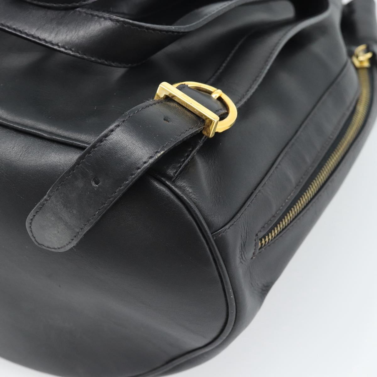 Salvatore Ferragamo Backpack Leather Black Gold Auth bs35571