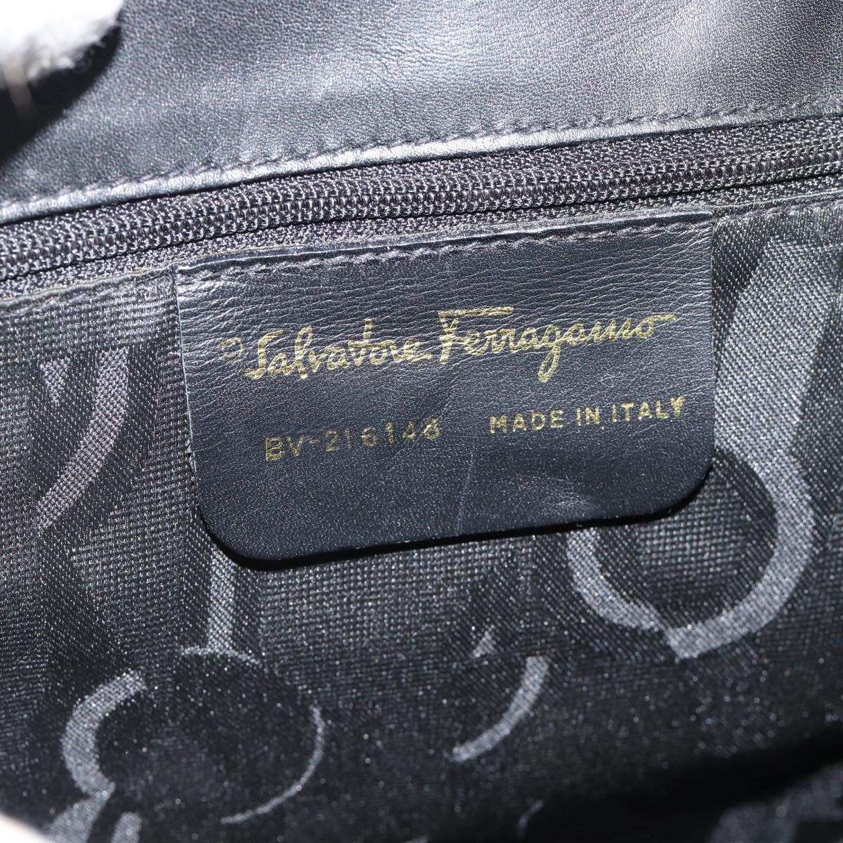 Salvatore Ferragamo Backpack Leather Black Gold Auth bs35571