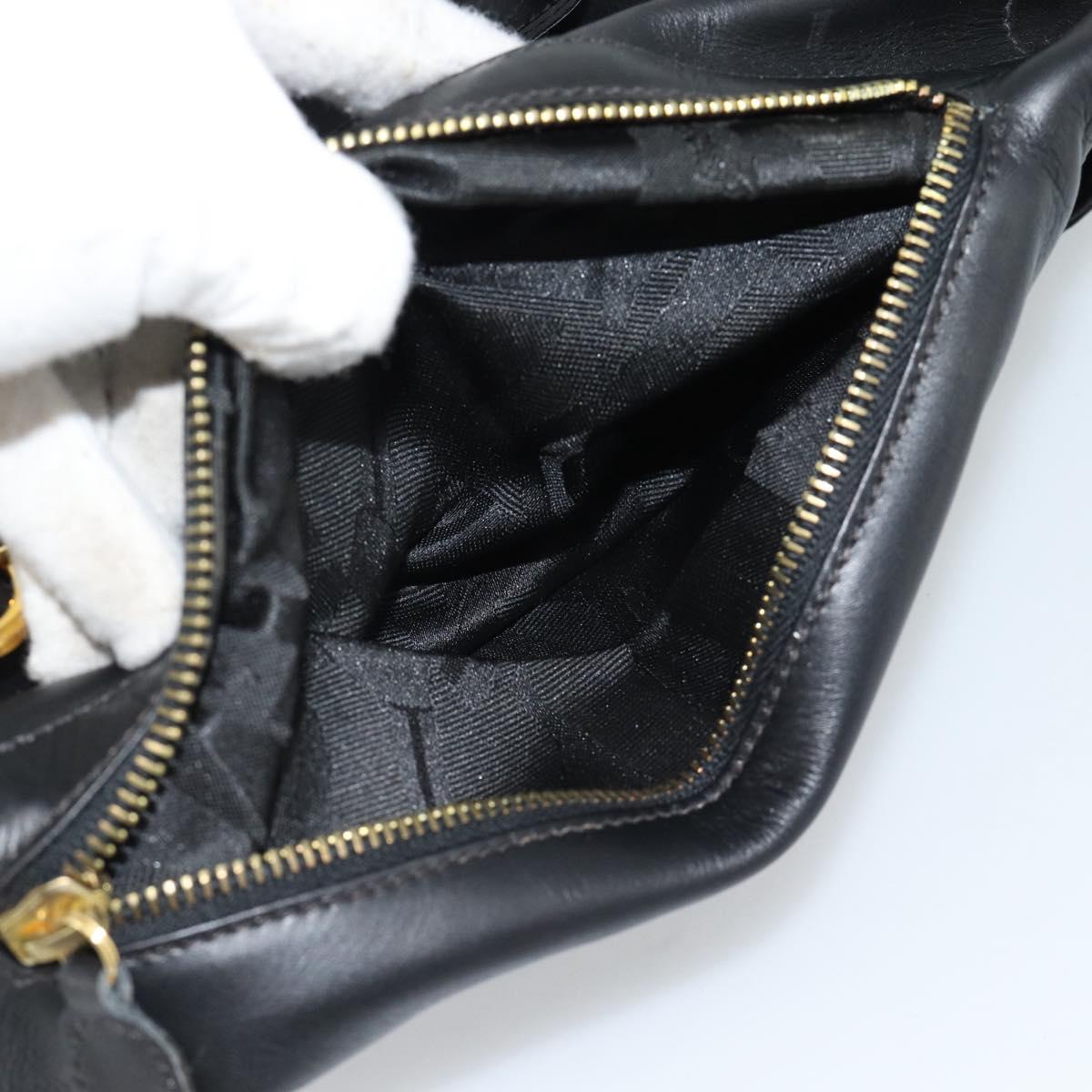 Salvatore Ferragamo Backpack Leather Black Gold Auth bs35571