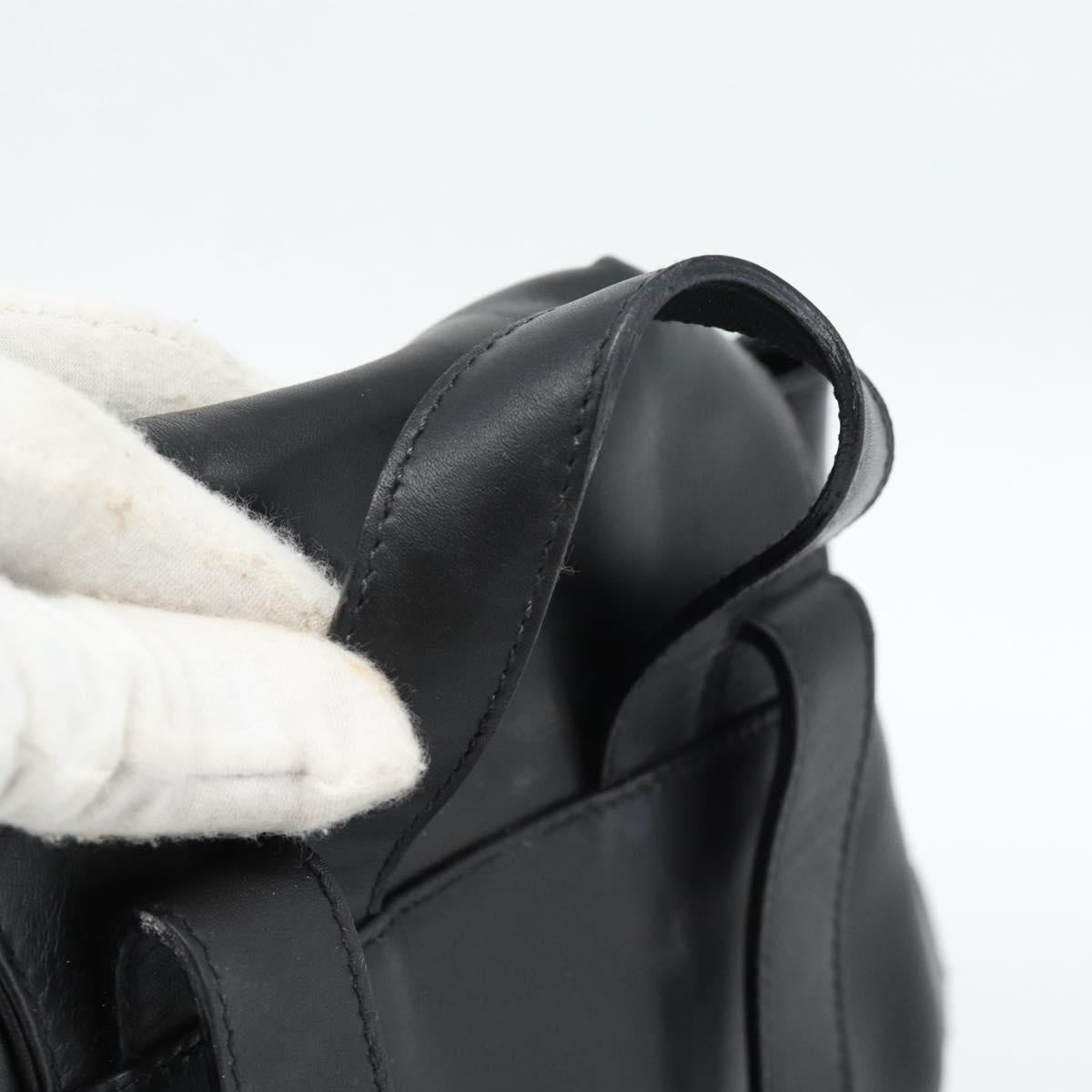 Salvatore Ferragamo Backpack Leather Black Gold Auth bs35571