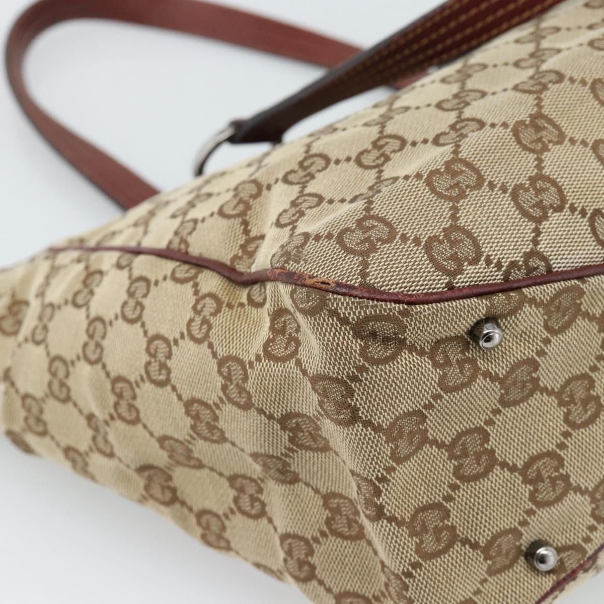GUCCI GG Canvas Tote Bag Beige Silver 113017 Auth bs35572
