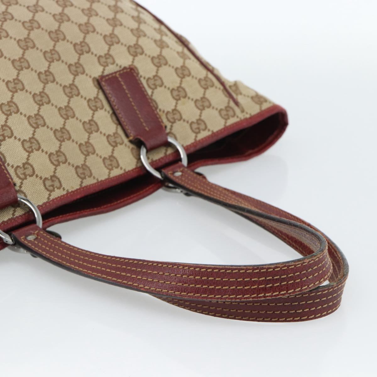 GUCCI GG Canvas Tote Bag Beige Silver 113017 Auth bs35572