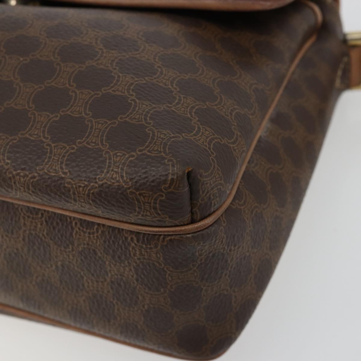 CELINE Macadam Canvas Shoulder Bag PVC Leather Brown Gold Auth bs35574