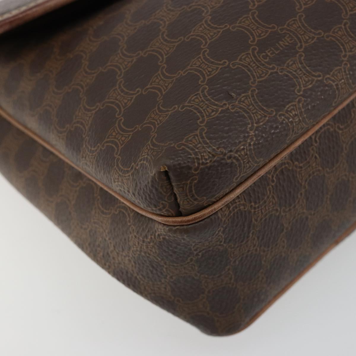 CELINE Macadam Canvas Shoulder Bag PVC Leather Brown Gold Auth bs35574