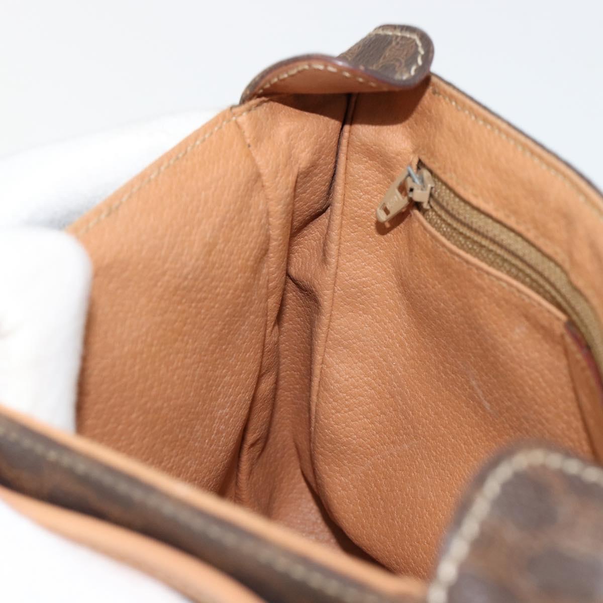 CELINE Macadam Canvas Shoulder Bag PVC Leather Brown Gold Auth bs35574