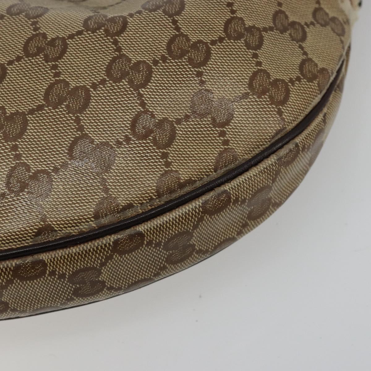 GUCCI GG Crystal Shoulder Bag Coated Canvas Beige Gold 181493 Auth bs35576