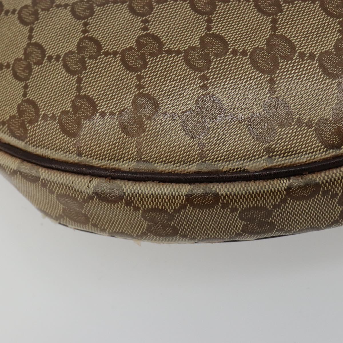 GUCCI GG Crystal Shoulder Bag Coated Canvas Beige Gold 181493 Auth bs35576
