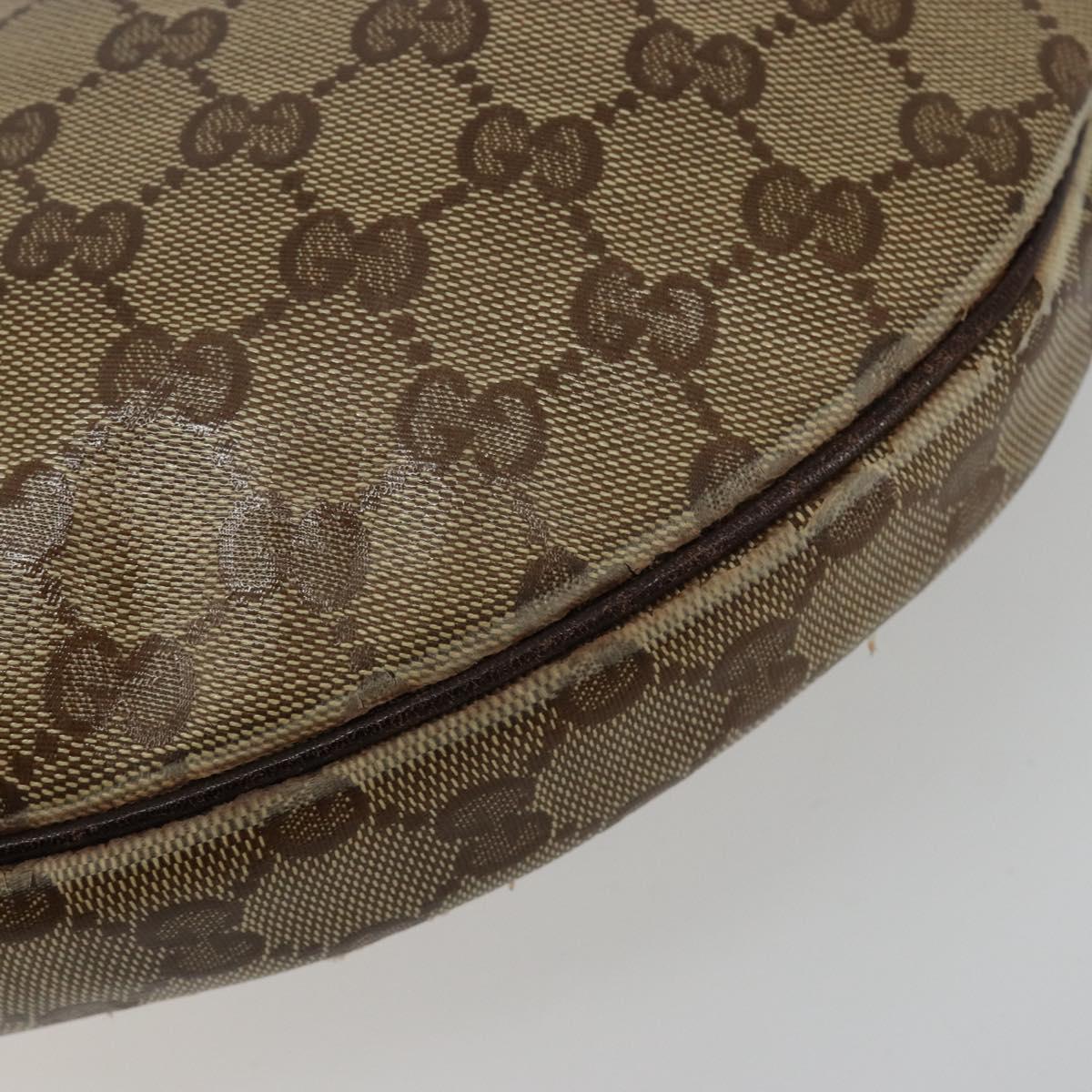 GUCCI GG Crystal Shoulder Bag Coated Canvas Beige Gold 181493 Auth bs35576