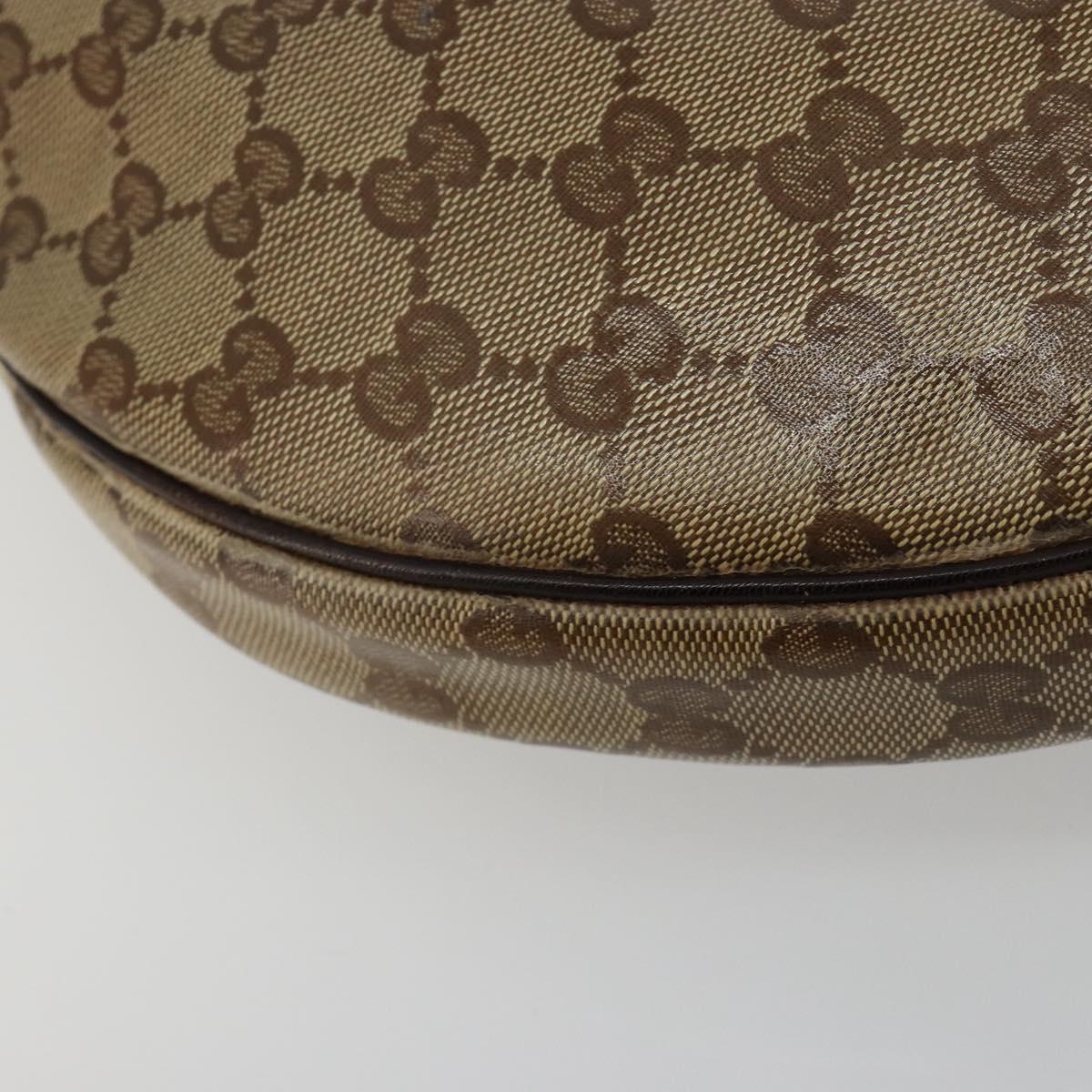 GUCCI GG Crystal Shoulder Bag Coated Canvas Beige Gold 181493 Auth bs35576