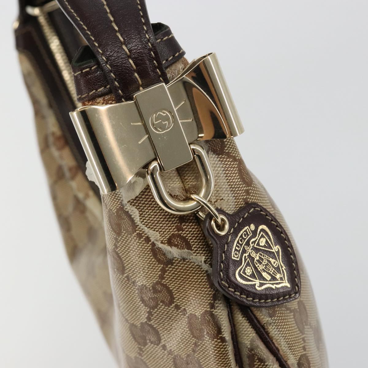 GUCCI GG Crystal Shoulder Bag Coated Canvas Beige Gold 181493 Auth bs35576