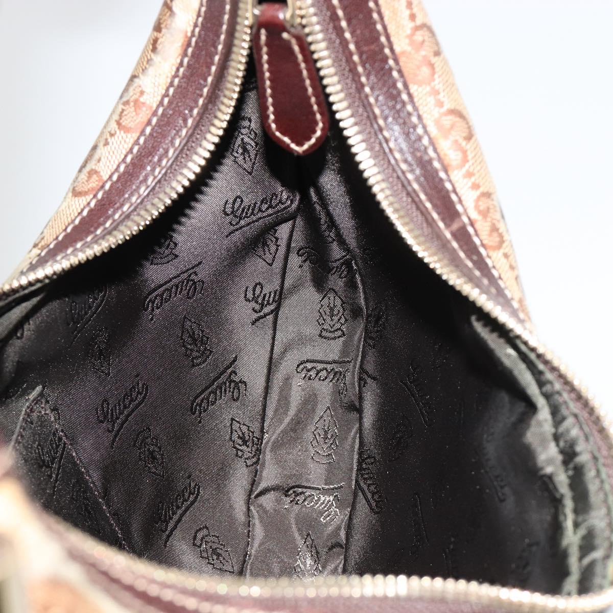 GUCCI GG Crystal Shoulder Bag Coated Canvas Beige Gold 181493 Auth bs35576