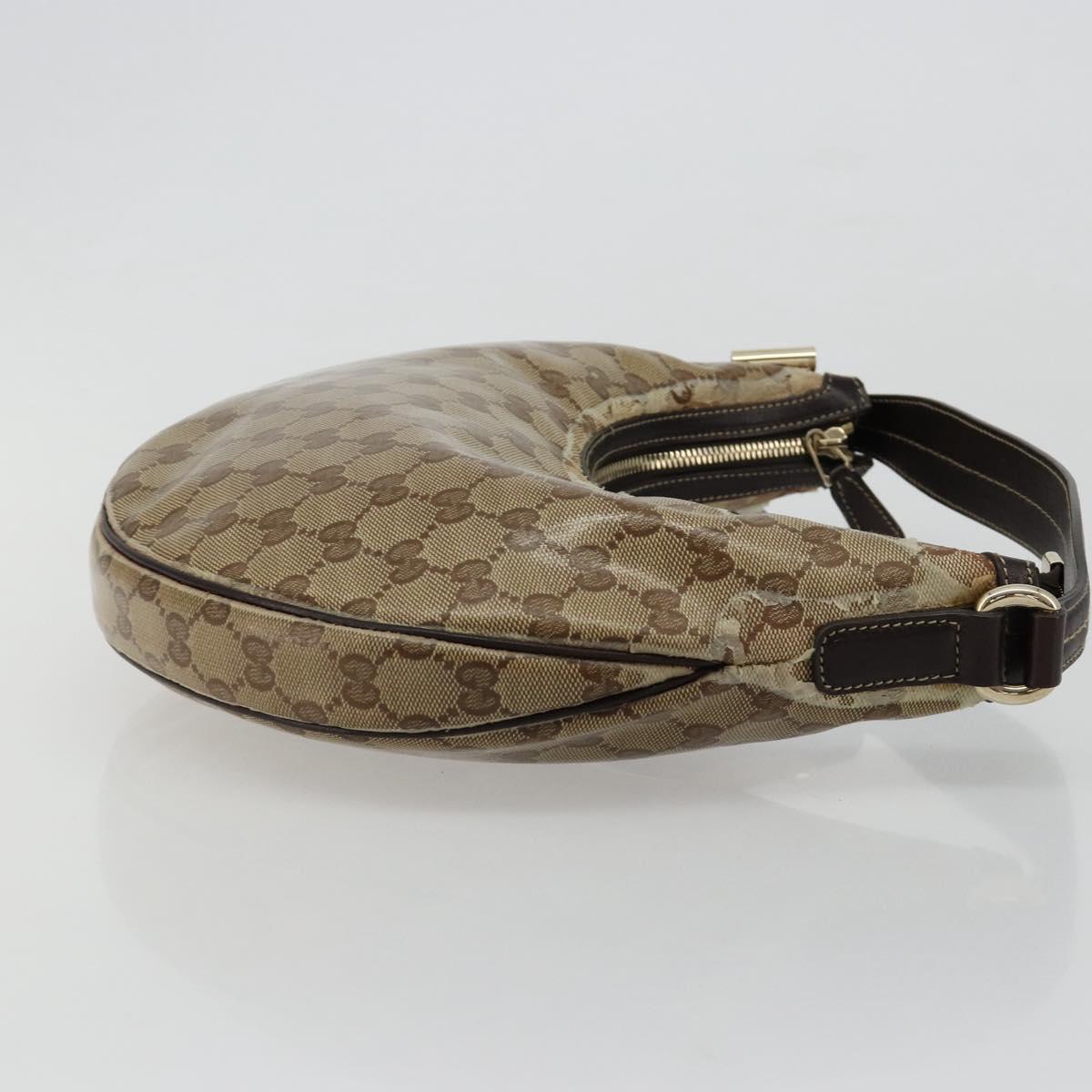 GUCCI GG Crystal Shoulder Bag Coated Canvas Beige Gold 181493 Auth bs35576