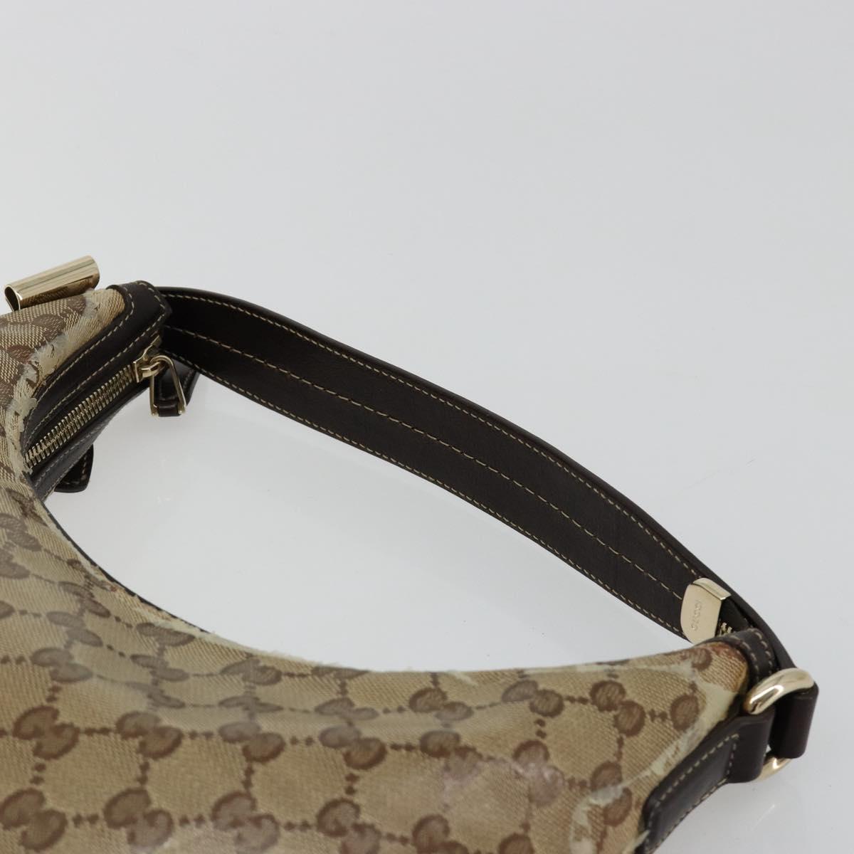 GUCCI GG Crystal Shoulder Bag Coated Canvas Beige Gold 181493 Auth bs35576