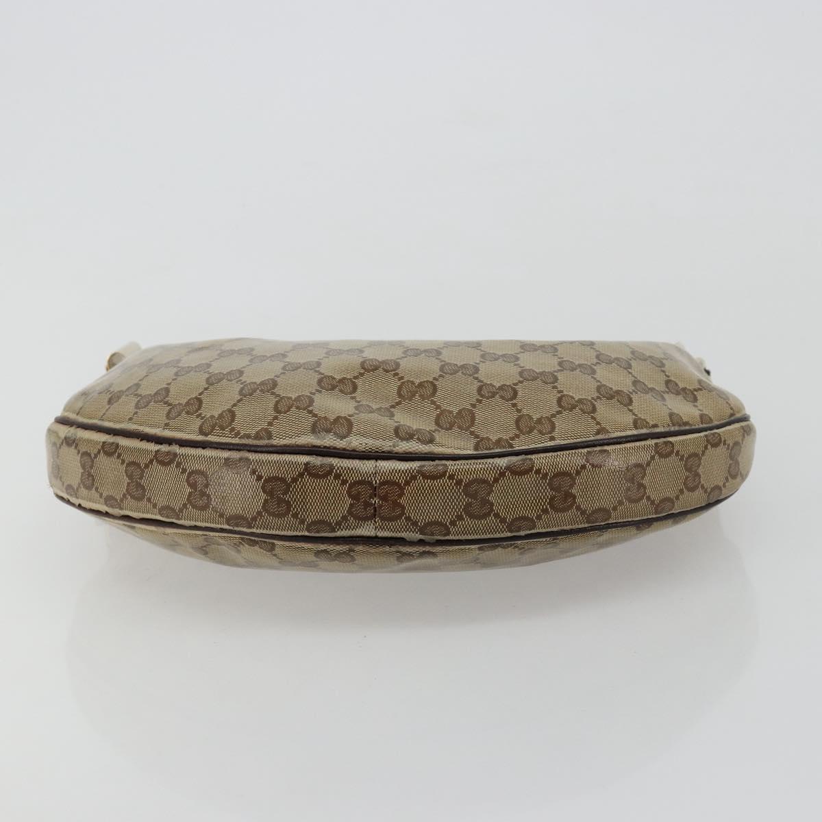 GUCCI GG Crystal Shoulder Bag Coated Canvas Beige Gold 181493 Auth bs35576