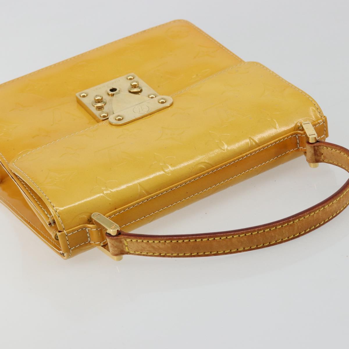 LOUIS VUITTON Monogram Vernis Spring Street Bag Lime Yellow M91068 Auth bs35579