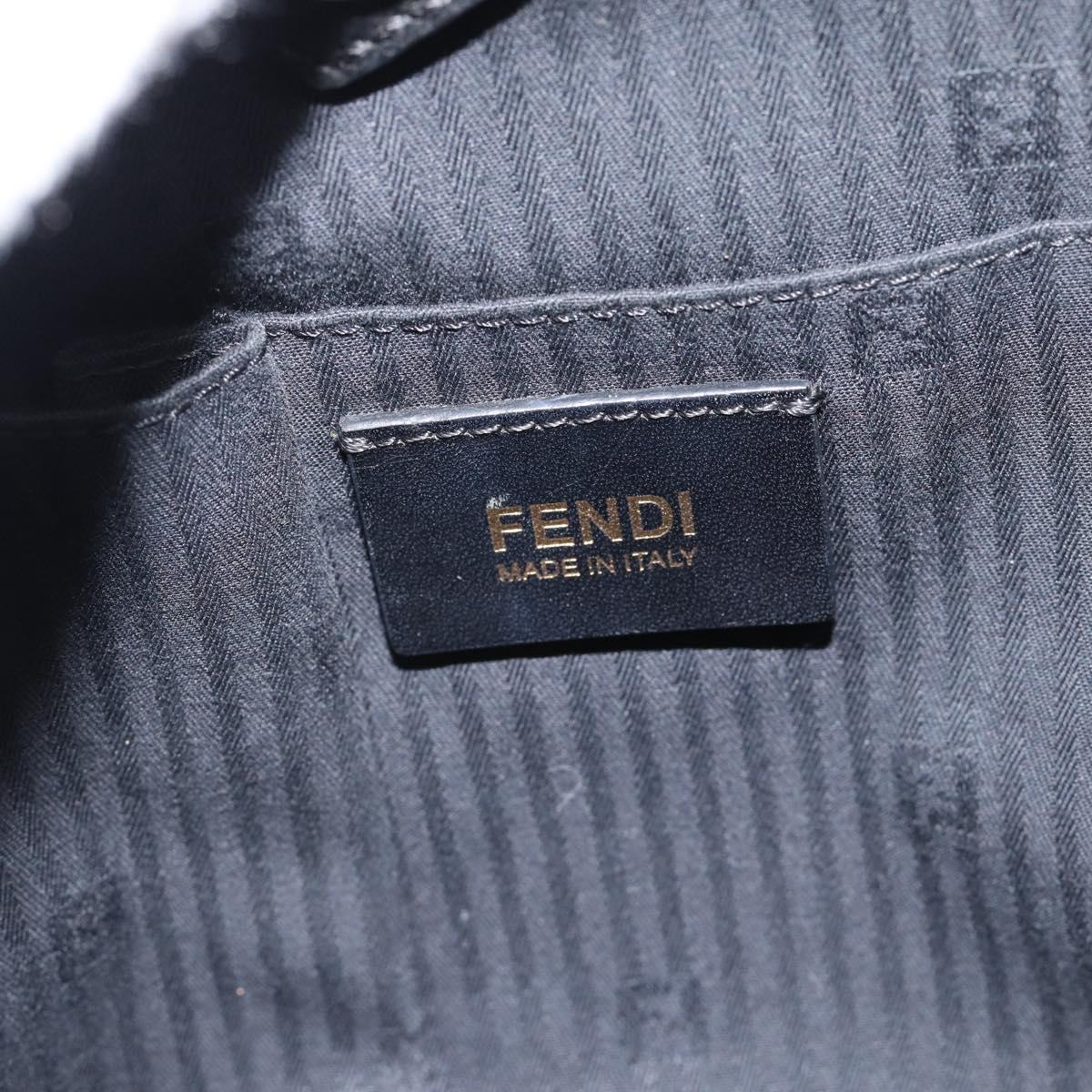 FENDI Tote Bag Leather 2way Black Gold Auth bs35580
